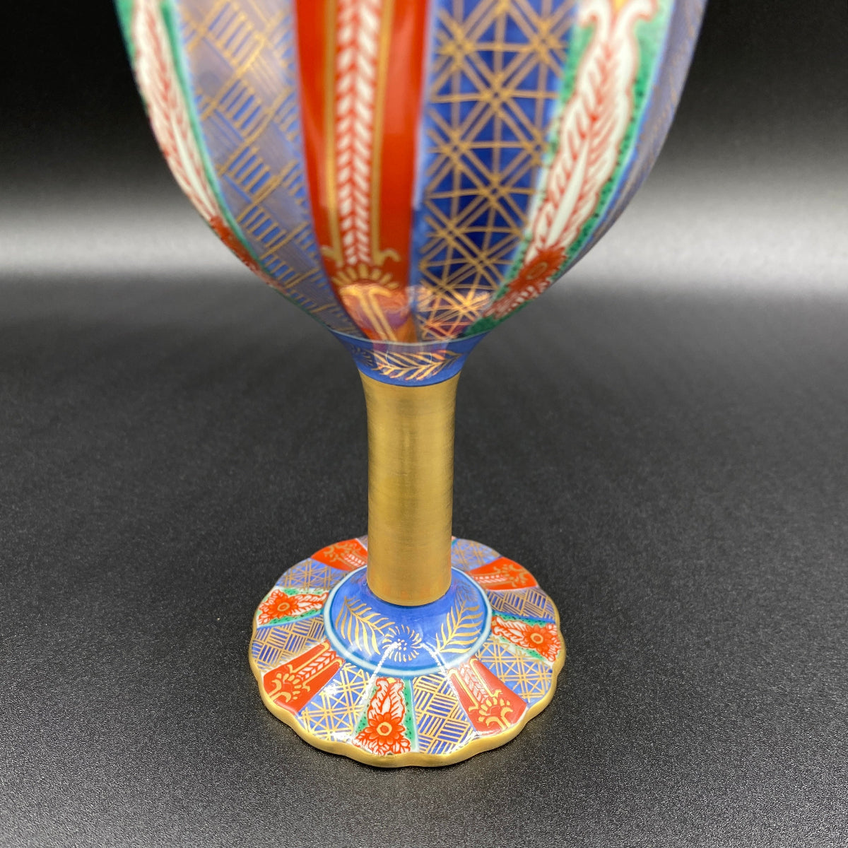 林九郎作 金彩染錦地文 陶器グラス #8