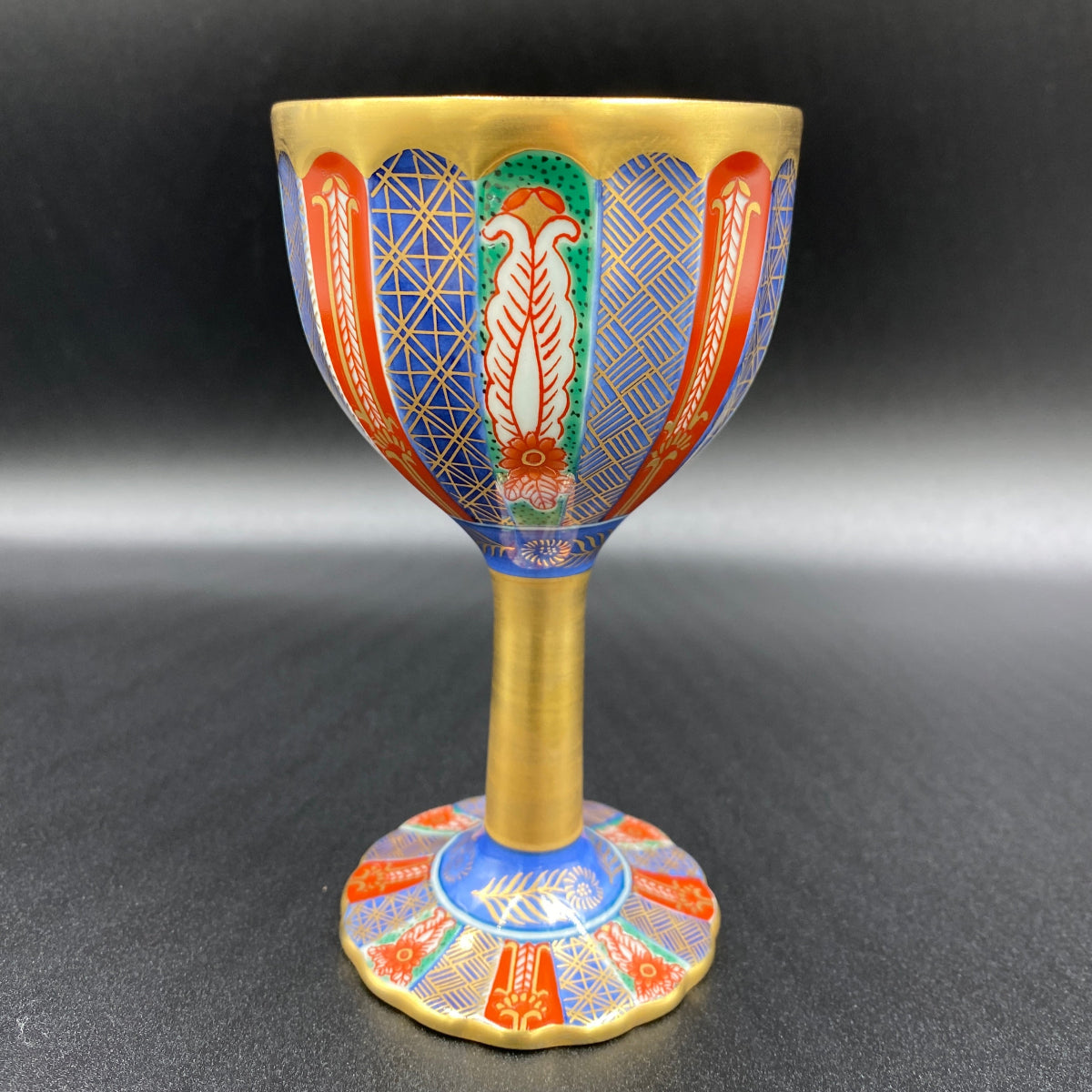 林九郎作 金彩染錦地文 陶器グラス #8