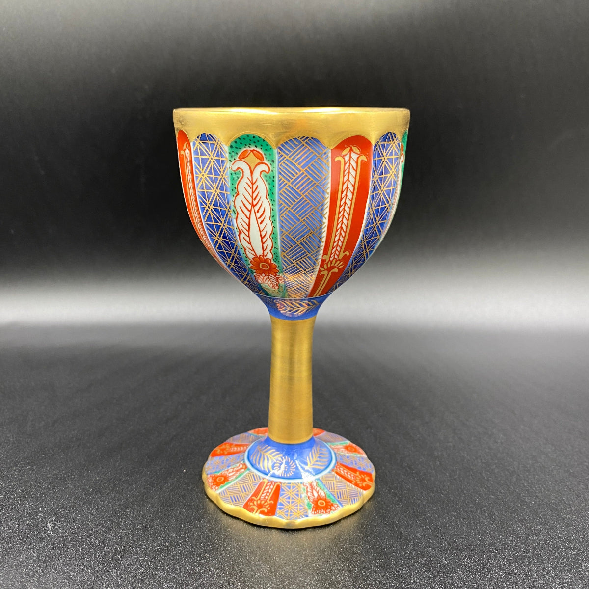 林九郎作 金彩染錦地文 陶器グラス #8