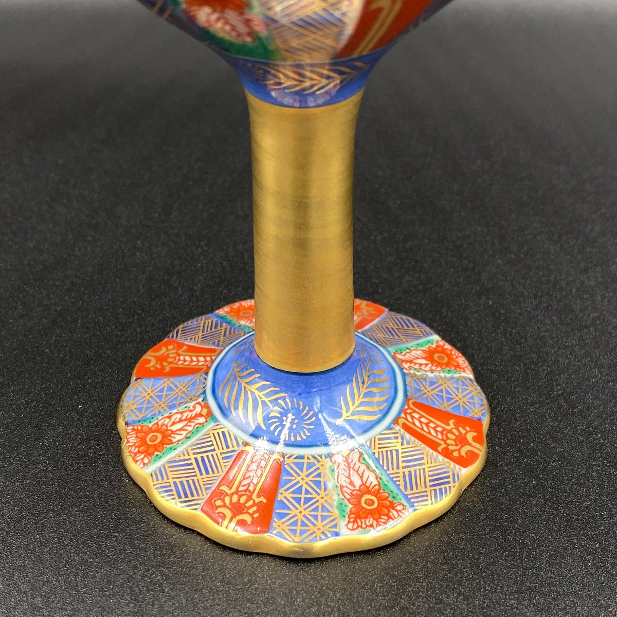 林九郎作 金彩染錦地文 陶器グラス #8