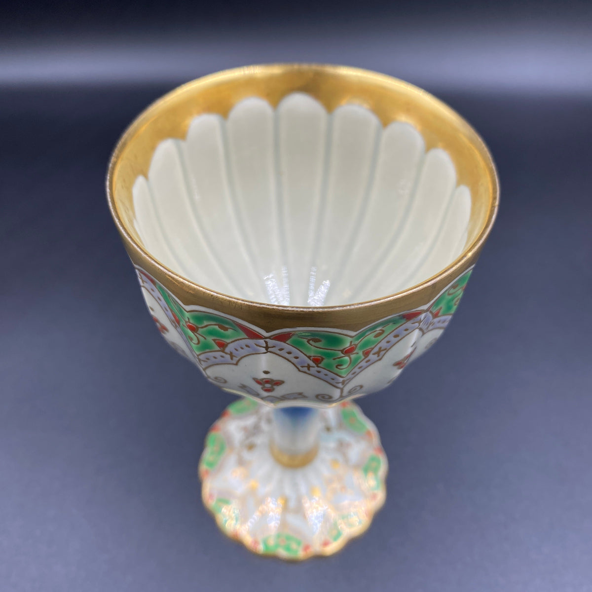 林九郎作 金彩染錦地文 陶器グラス #9