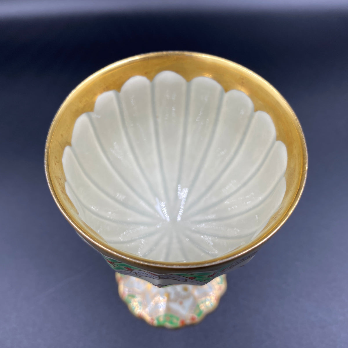 林九郎作 金彩染錦地文 陶器グラス #9