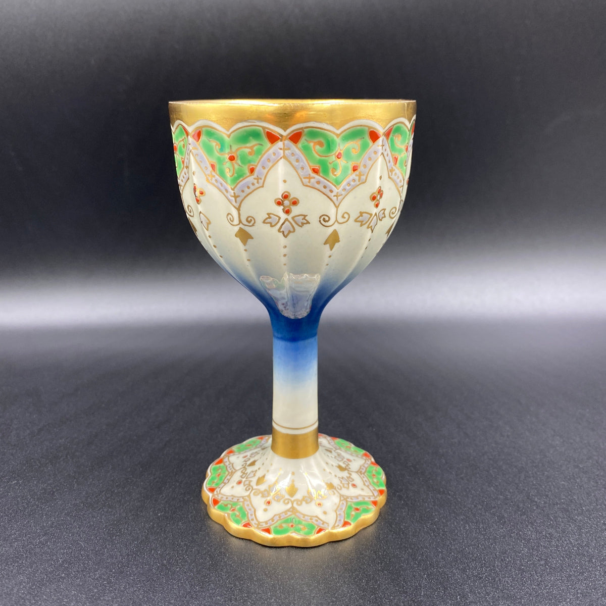 林九郎作 金彩染錦地文 陶器グラス #9