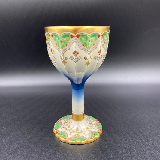 林九郎作 金彩染錦地文 陶器グラス #9