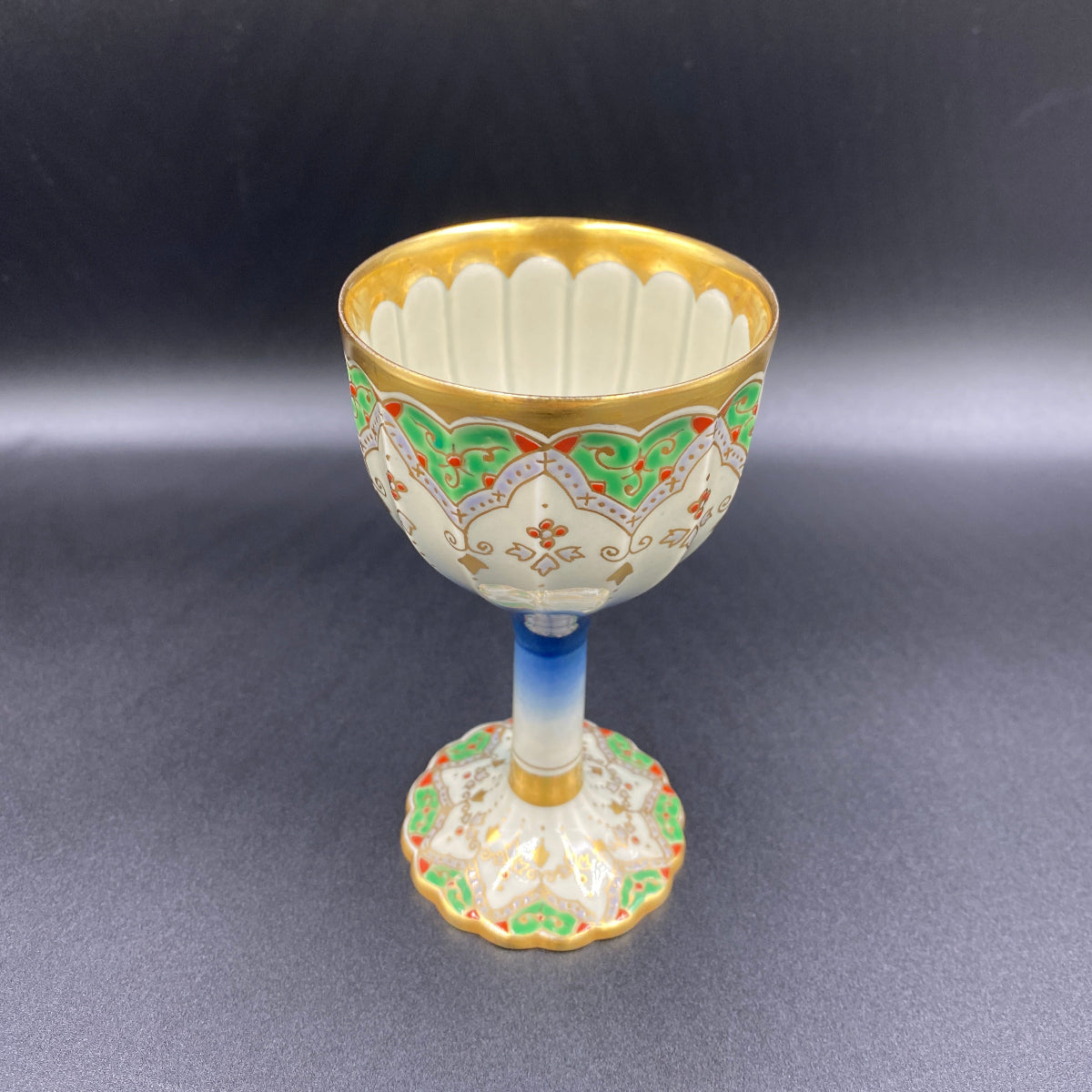 林九郎作 金彩染錦地文 陶器グラス #9