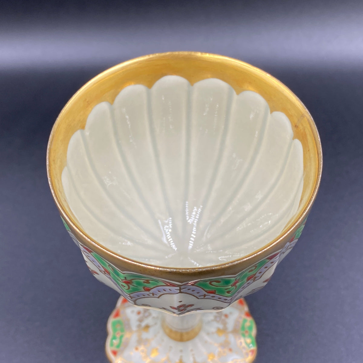 林九郎作 金彩染錦地文 陶器グラス #9