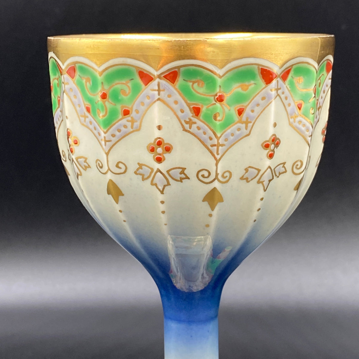 林九郎作 金彩染錦地文 陶器グラス #9