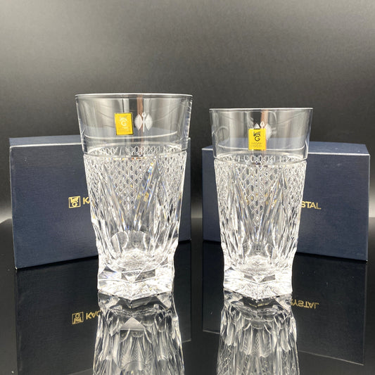 カガミクリスタル タンブラーグラス2点セット(8オンス、10オンス)、飛翔するペン、羽ペンロゴ #23