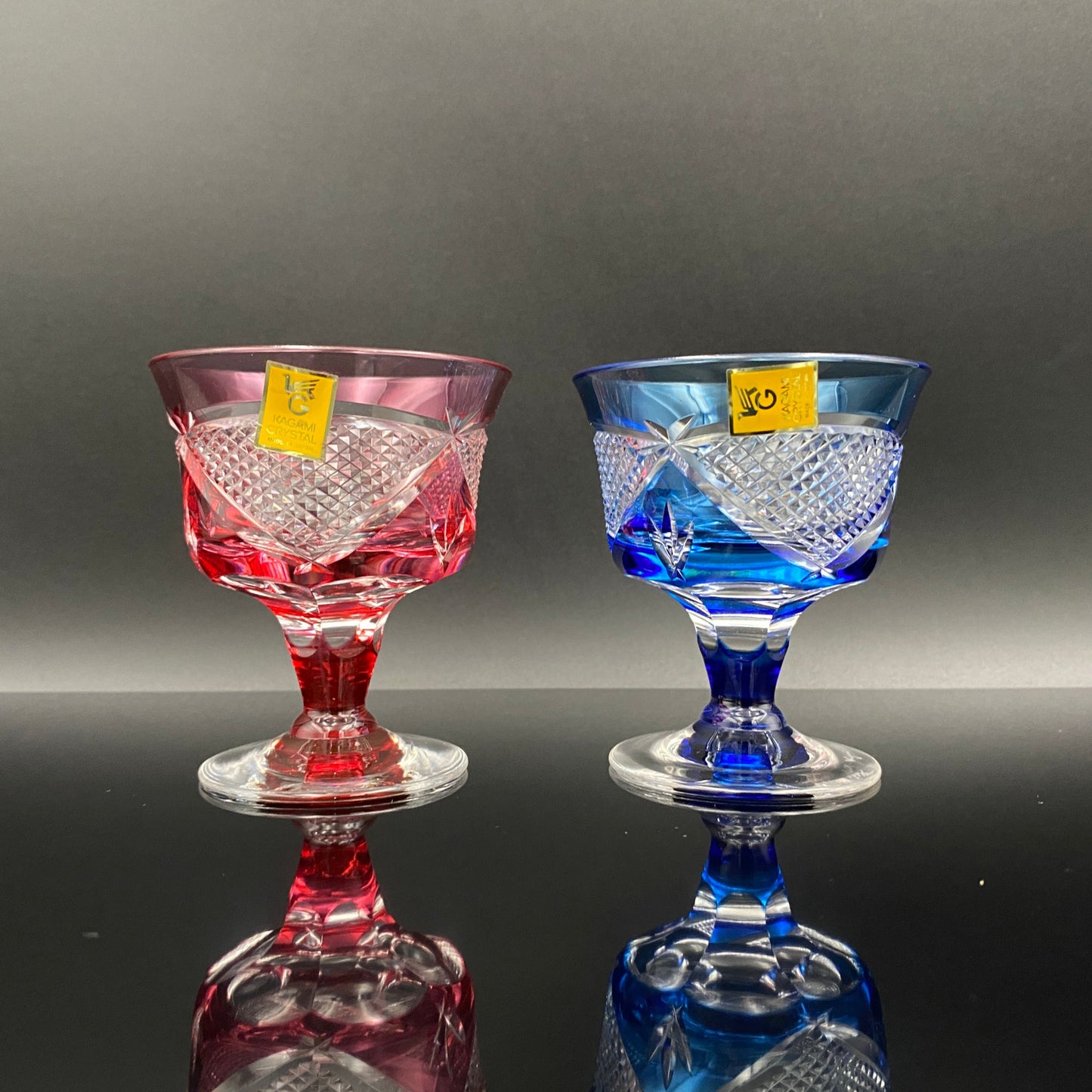 カガミクリスタル 江戸切子 ペア懐石盃 テイスティンググラス 2点セット #24