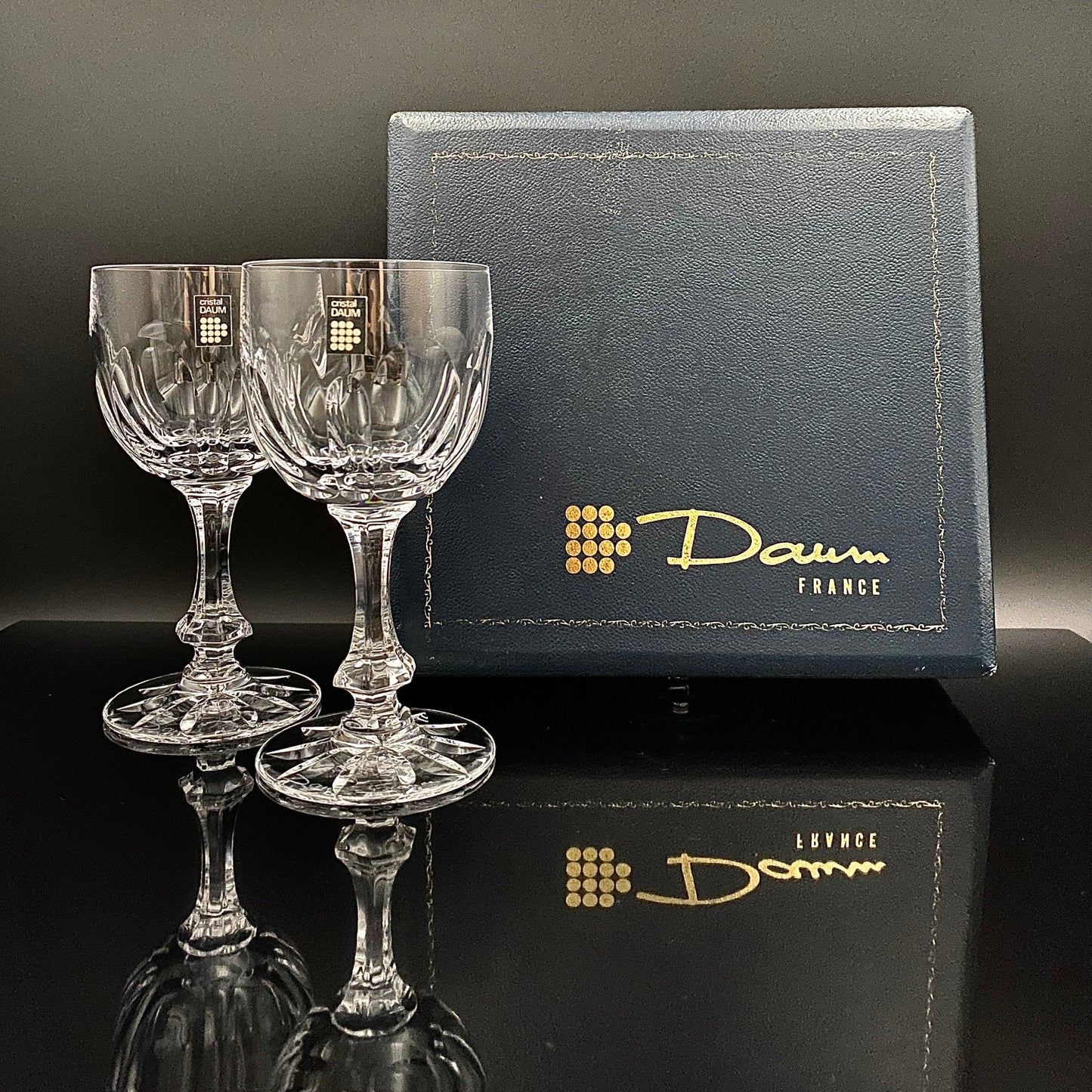 DAUM(ドーム)クリスタル Chinon(シノン)モデル 白ワイングラス2点セット #33