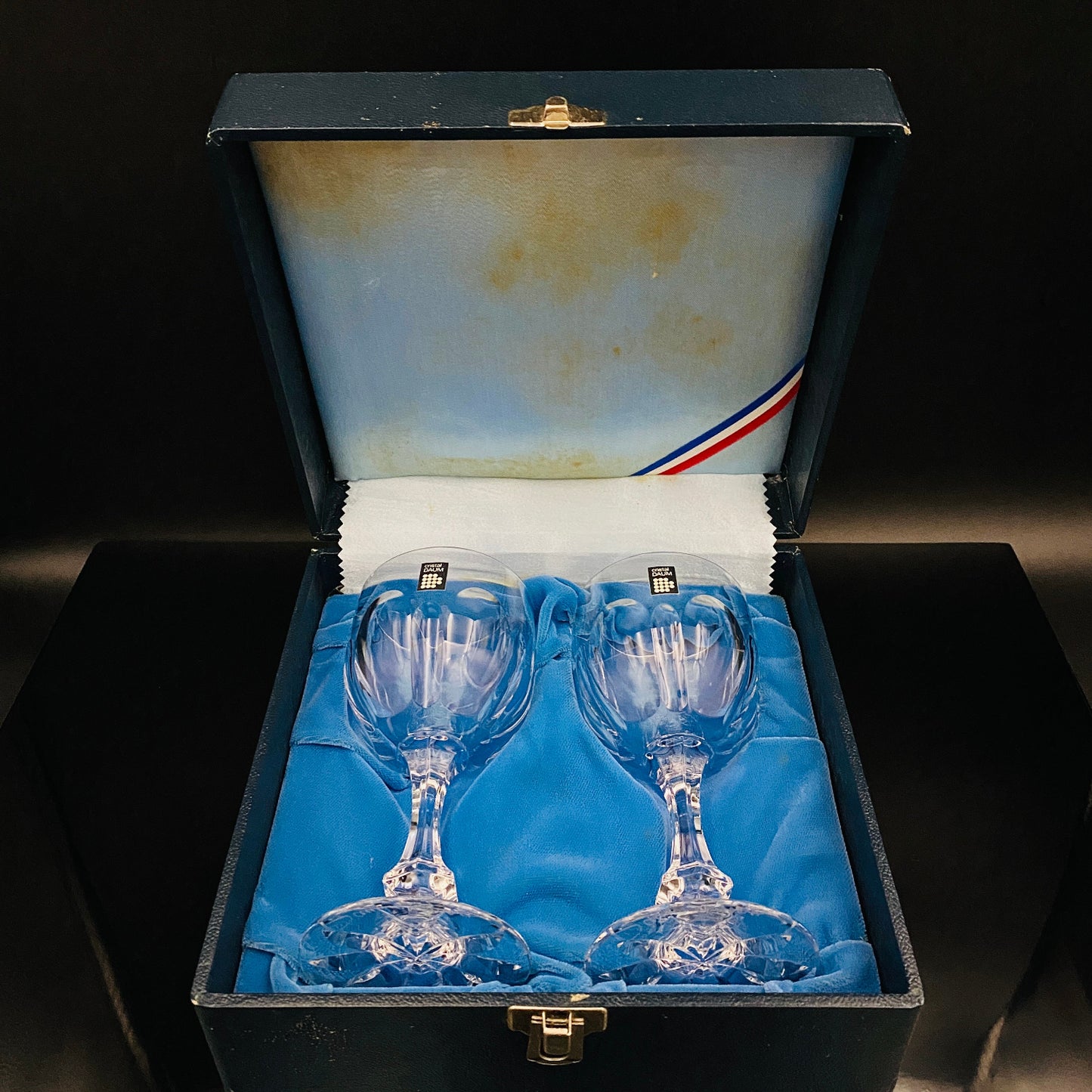 DAUM(ドーム)クリスタル Chinon(シノン)モデル 白ワイングラス2点セット #33