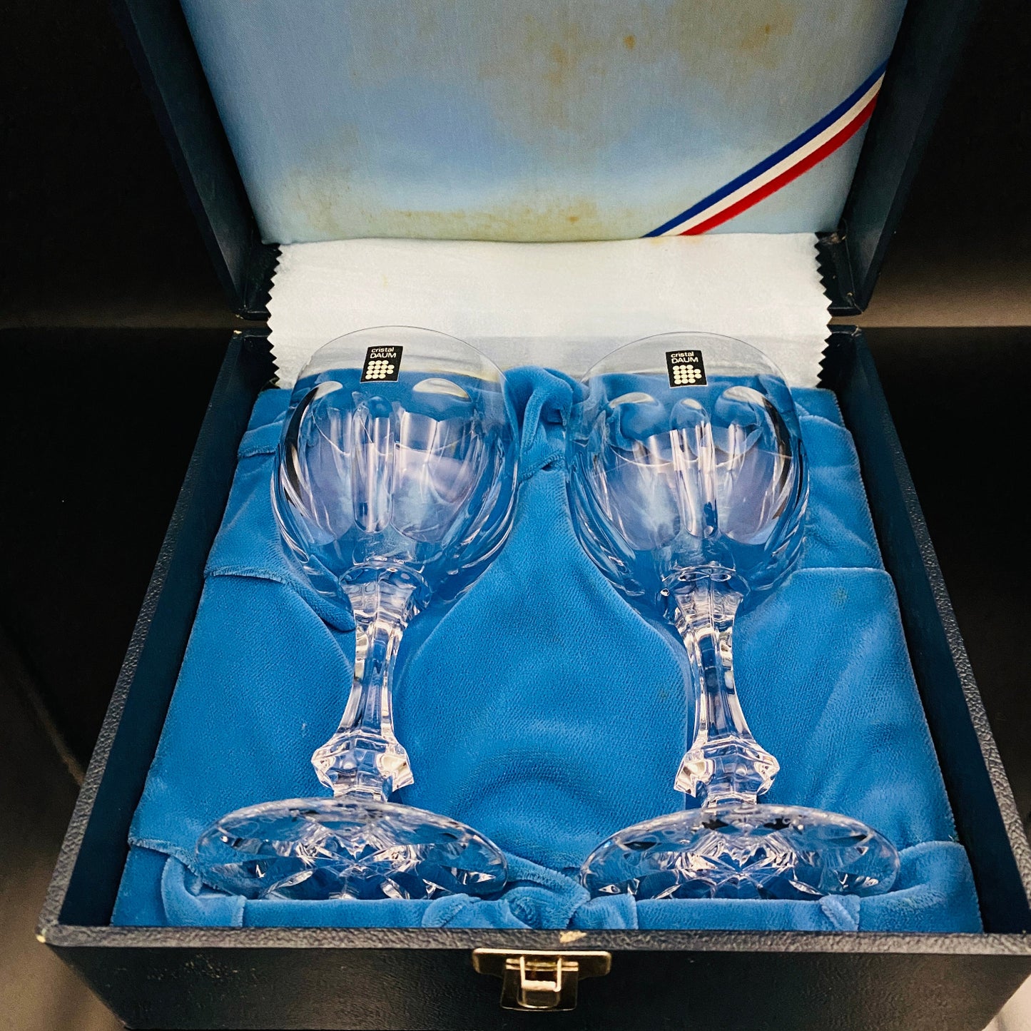 DAUM(ドーム)クリスタル Chinon(シノン)モデル 白ワイングラス2点セット #33