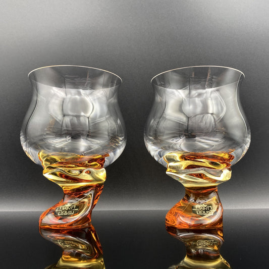 Saint Louis Crystal(サンルイ クリスタル )Éole(エオレ)モデル、Amber(アンバー、琥珀)グラス2点セット #40
