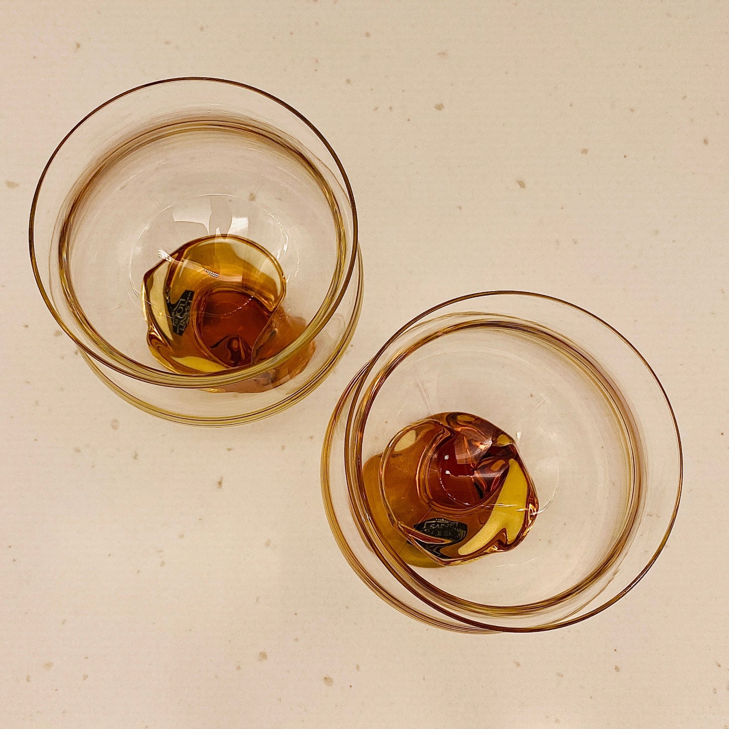 Saint Louis Crystal(サンルイ クリスタル )Éole(エオレ)モデル、Amber(アンバー、琥珀)グラス2点セット #40