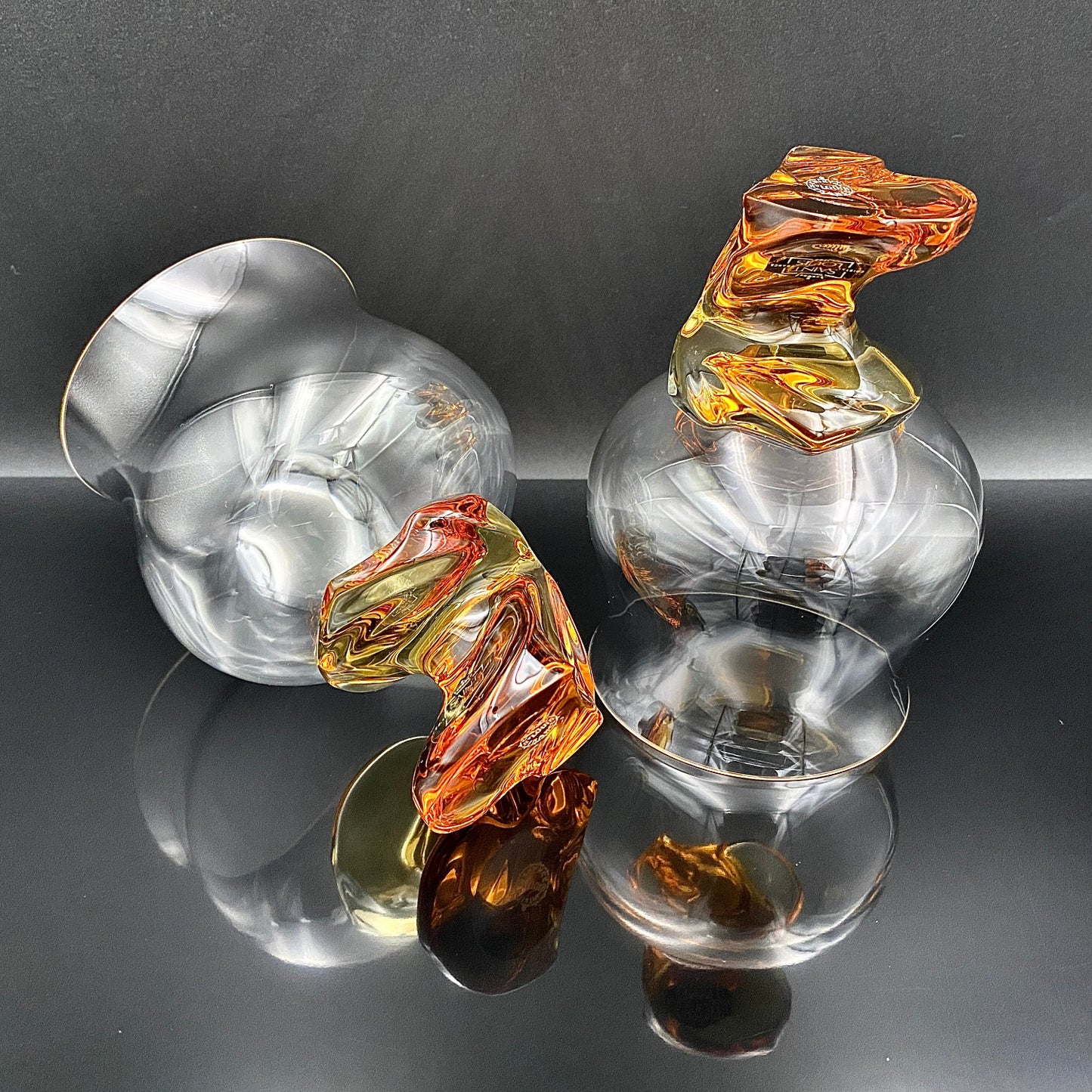 Saint Louis Crystal(サンルイ クリスタル )Éole(エオレ)モデル、Amber(アンバー、琥珀)グラス2点セット #40