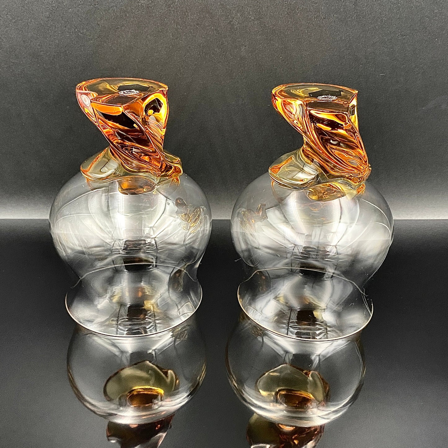 Saint Louis Crystal(サンルイ クリスタル )Éole(エオレ)モデル、Amber(アンバー、琥珀)グラス2点セット #40