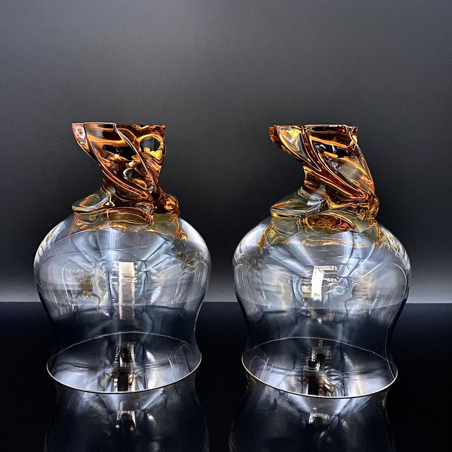 Saint Louis Crystal(サンルイ クリスタル )Éole(エオレ)モデル、Amber(アンバー、琥珀)グラス2点セット #40