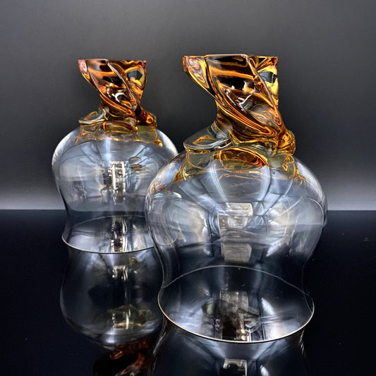 Saint Louis Crystal(サンルイ クリスタル )Éole(エオレ)モデル、Amber(アンバー、琥珀)グラス2点セット #40