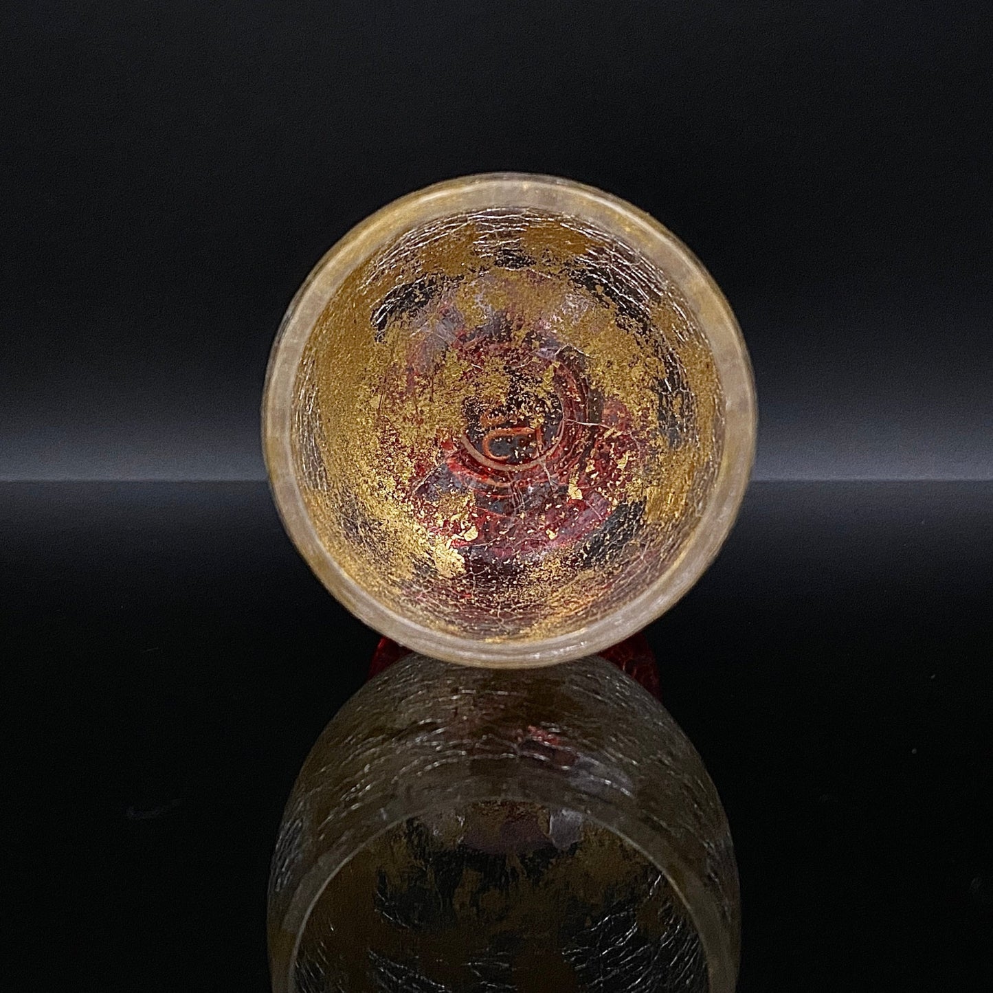 坂田 甚内(Jin)作 手吹き硝子 赤金彩 金箔 金彩 玻璃盃深甚紋グラス #41