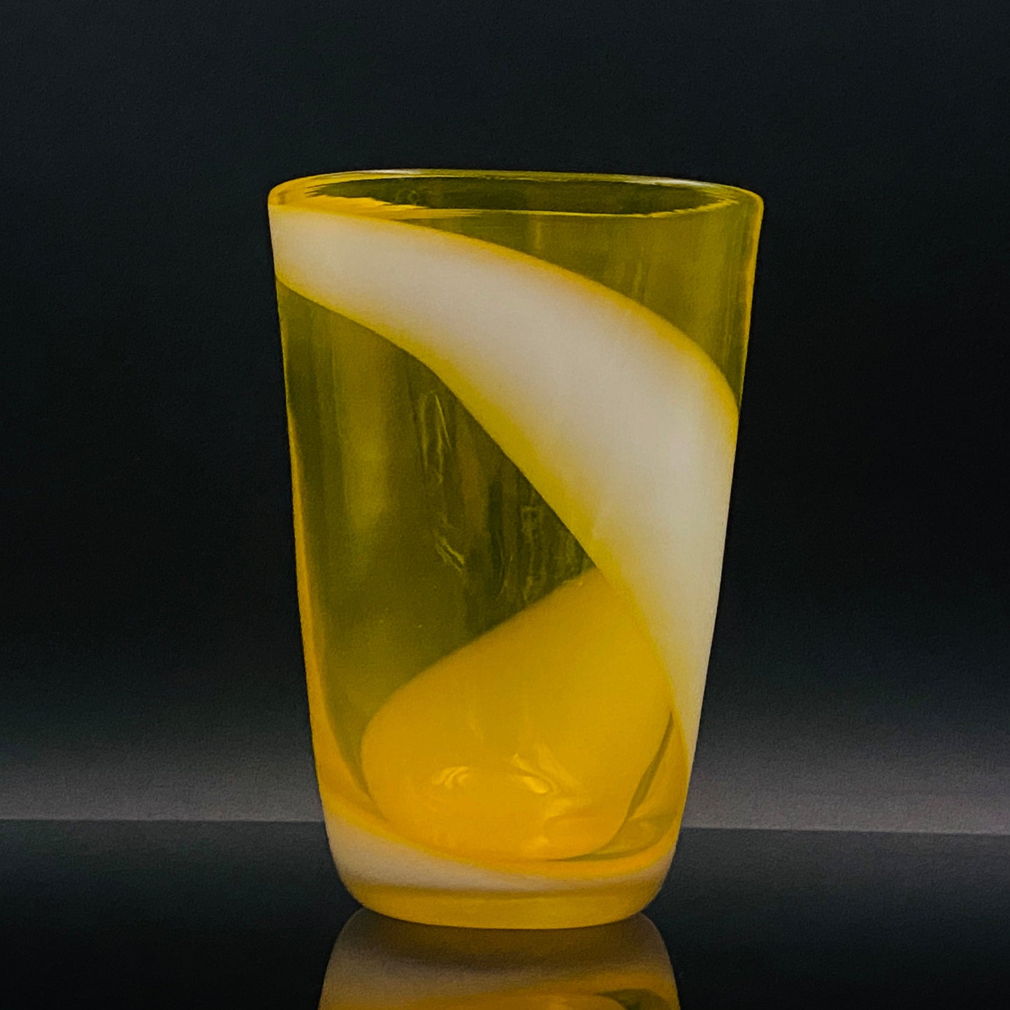 福岡 マルティグラス FTG Multiple Layer Glass 黄色&白色 マーブルガラス グラス 6点セット #49