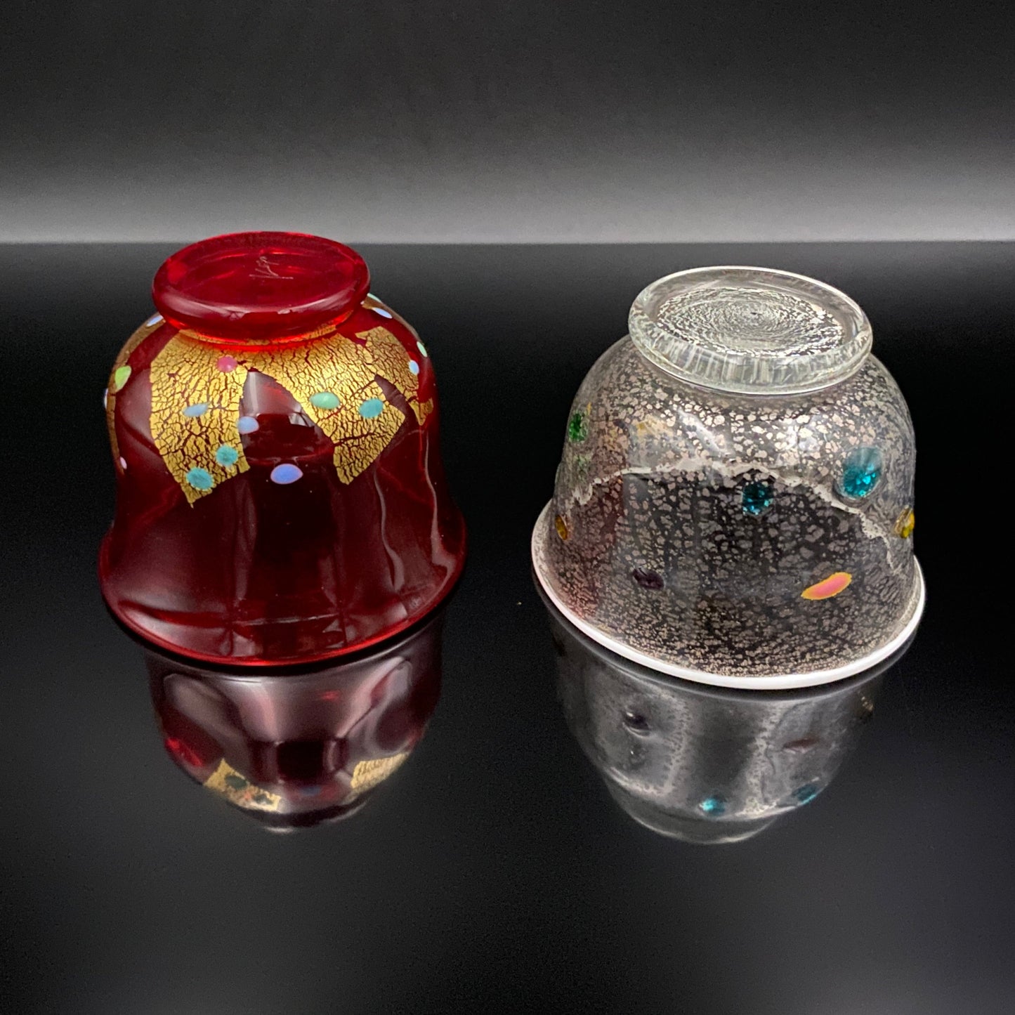 石井 康治 作 『祝盃』手吹き硝子 赤白酒盃2点セット #54