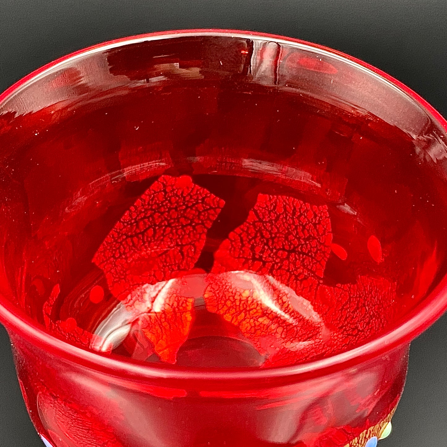 石井 康治 作 『祝盃』手吹き硝子 赤白酒盃2点セット #54