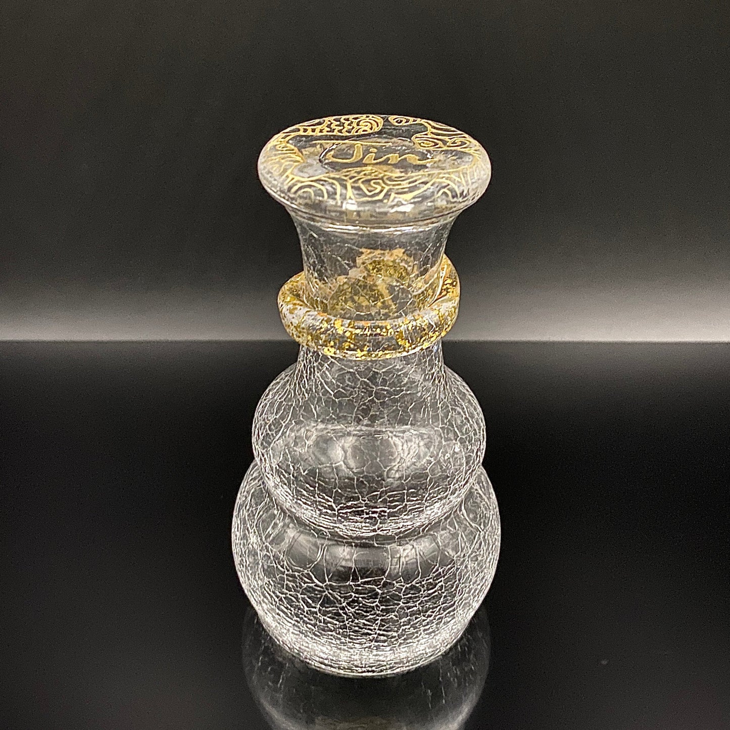 坂田 甚内(Jin)作 手吹き硝子 白金彩 金箔 金彩 玻璃盃深甚紋グラス #66