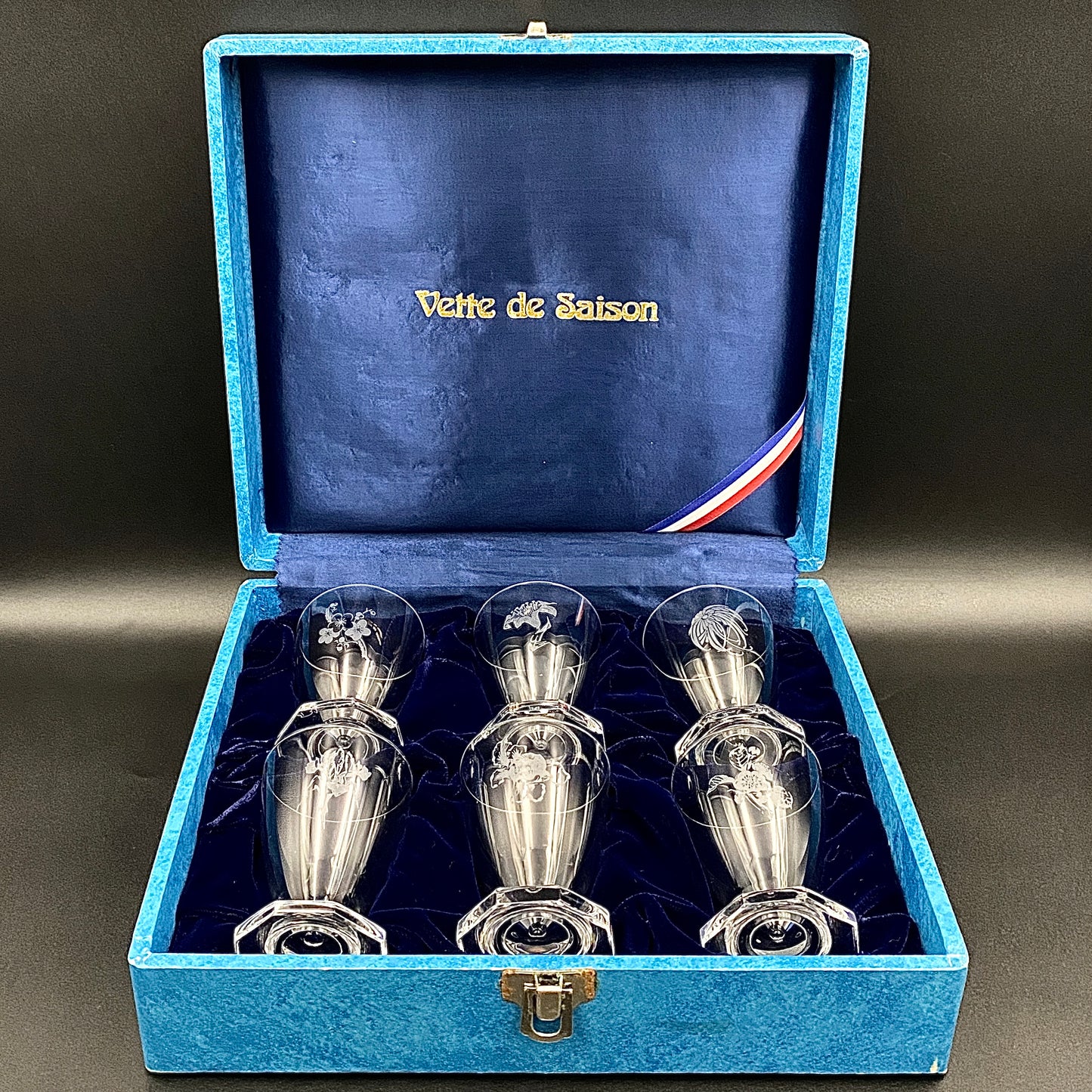 DAUM CRYSTAL(ドームクリスタル) Vette de Saison(ヴェット・ドゥ・セゾン) 花文彫刻 グラス6点セット #73