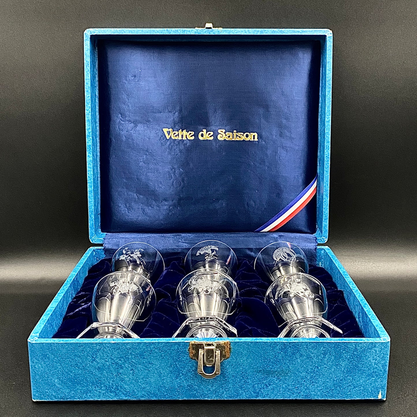 DAUM CRYSTAL(ドームクリスタル) Vette de Saison(ヴェット・ドゥ・セゾン) 花文彫刻 グラス6点セット #73