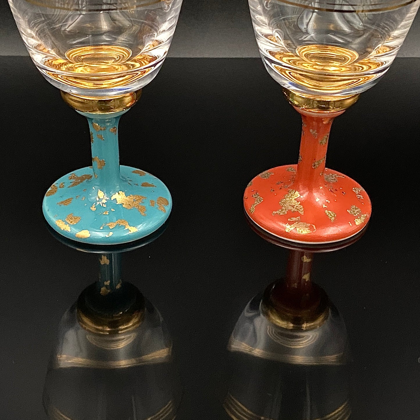 有田焼 南山窯 陶器とガラスの融合 馬上盃ペアセット #76