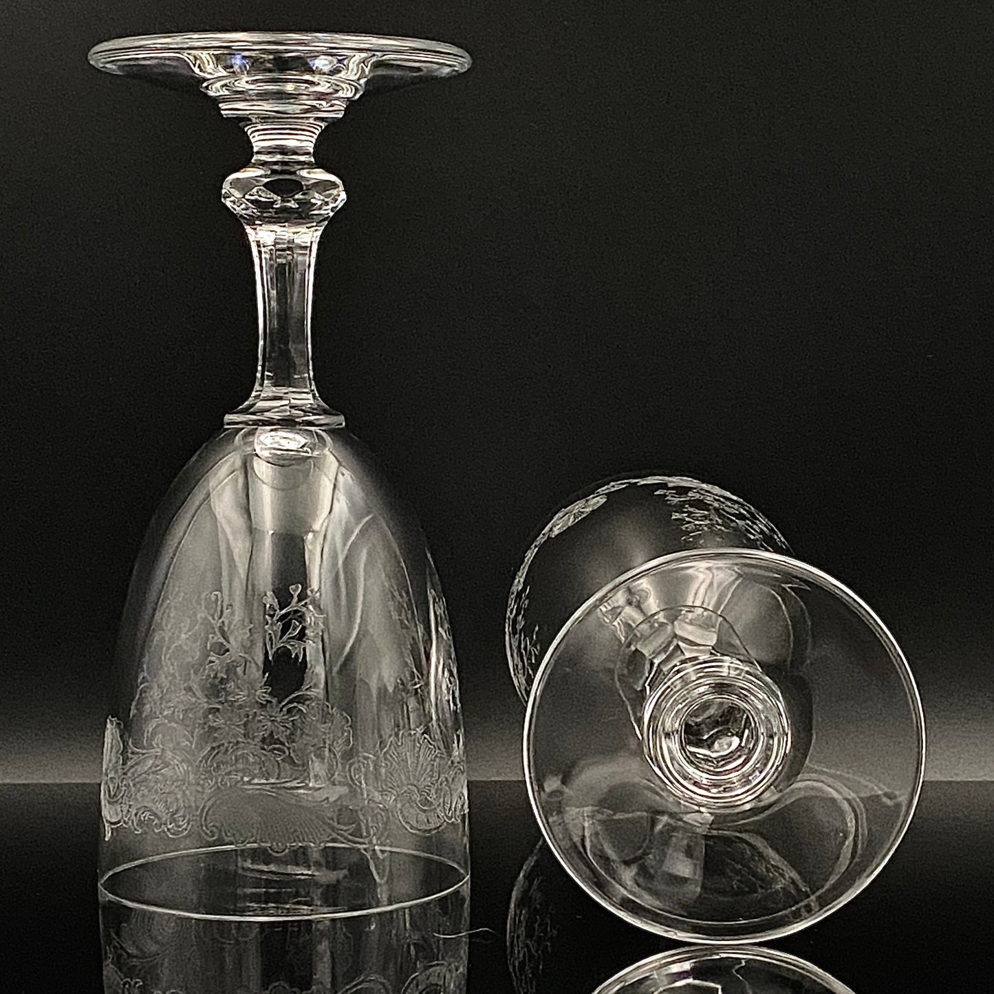 Old Saint Louis Crystal(オールド サンルイ クリスタル )1910年代 モデル Lorraine(ロレーヌ)花唐草文様 グラス2点セット #77