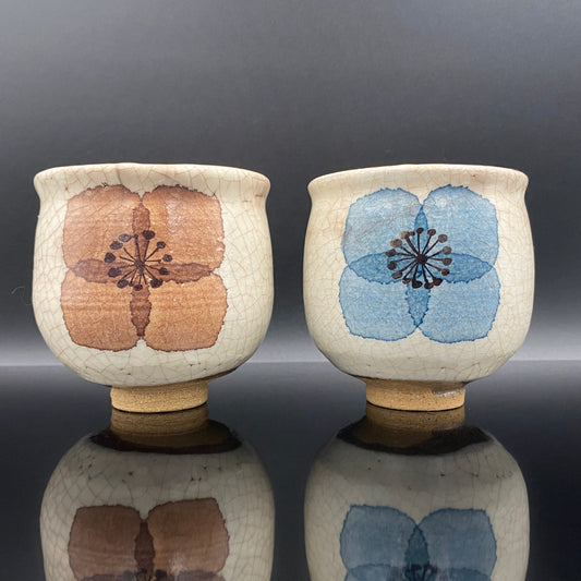 江口勝美 全盛期の傑作 和紙染花文 至高のウィスキーロックグラス2点セット #157