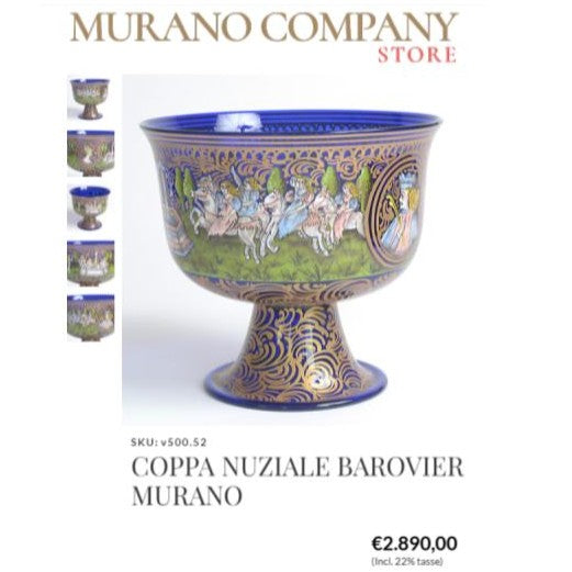 ルネサンス最初期の傑作、ムラーノ硝子美術館収蔵「バロヴィエ婚礼杯(Coppa Barovier)」の復刻作品、1950年代制作 #116