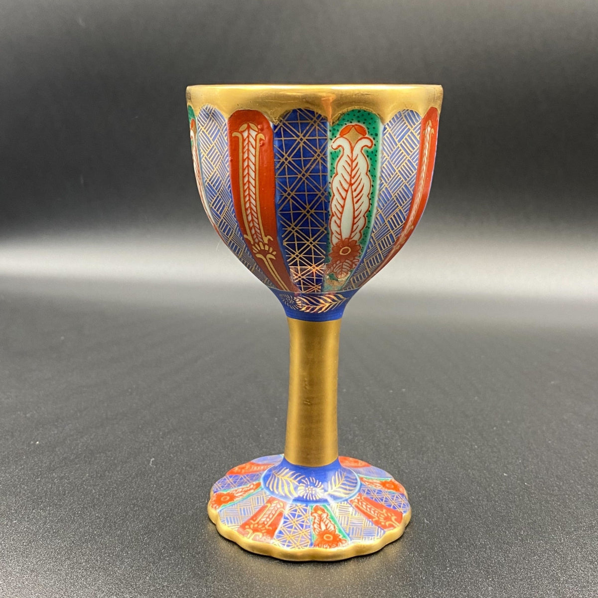 林九郎作 金彩染錦地文 陶器グラス #1