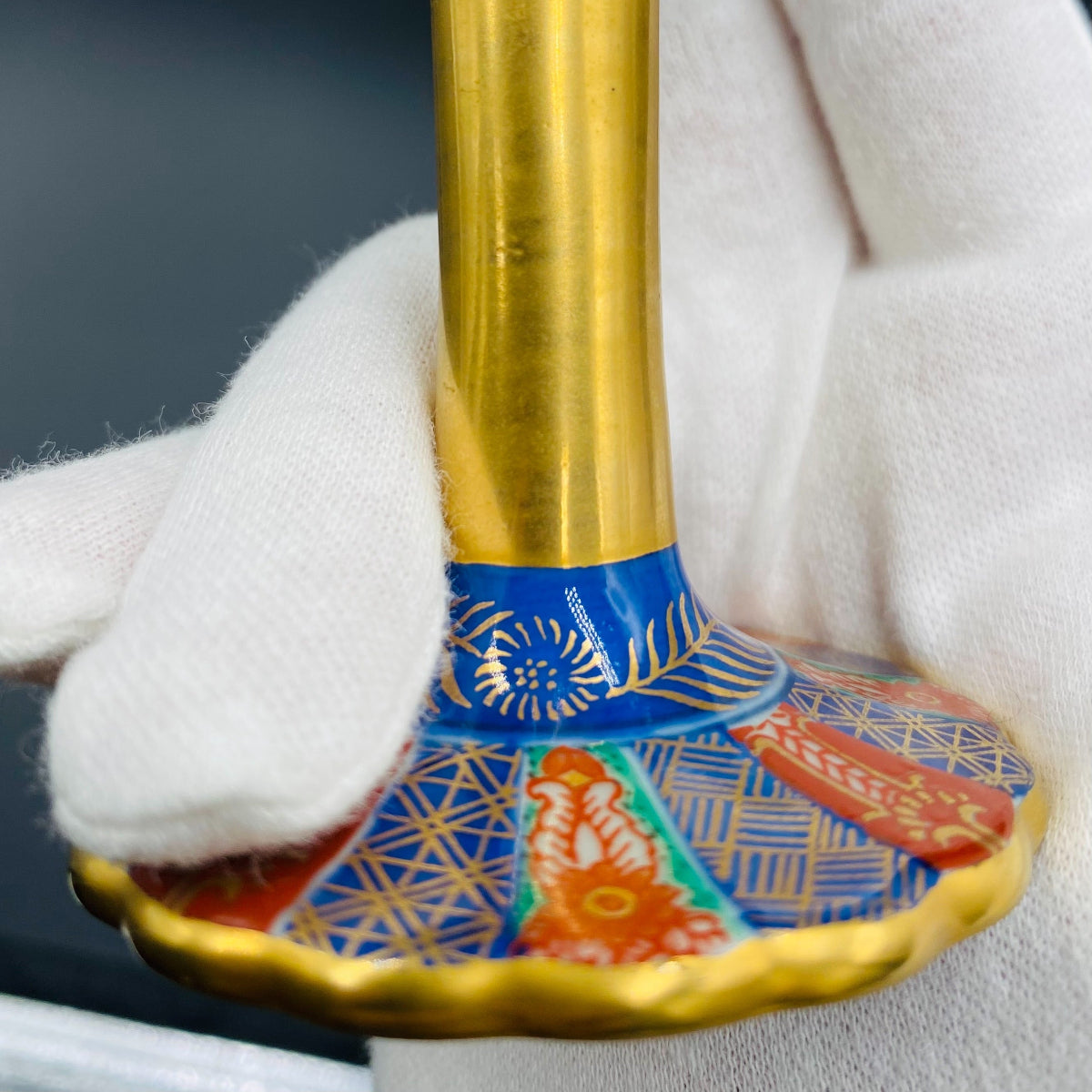 林九郎作 金彩染錦地文 陶器グラス #1