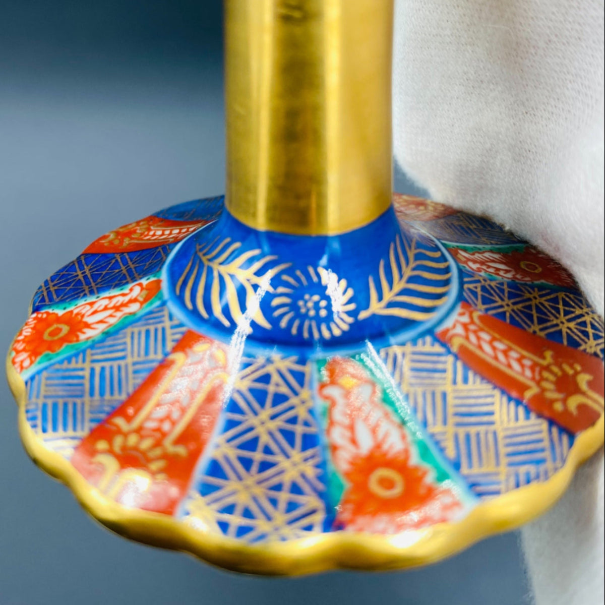 林九郎作 金彩染錦地文 陶器グラス #1