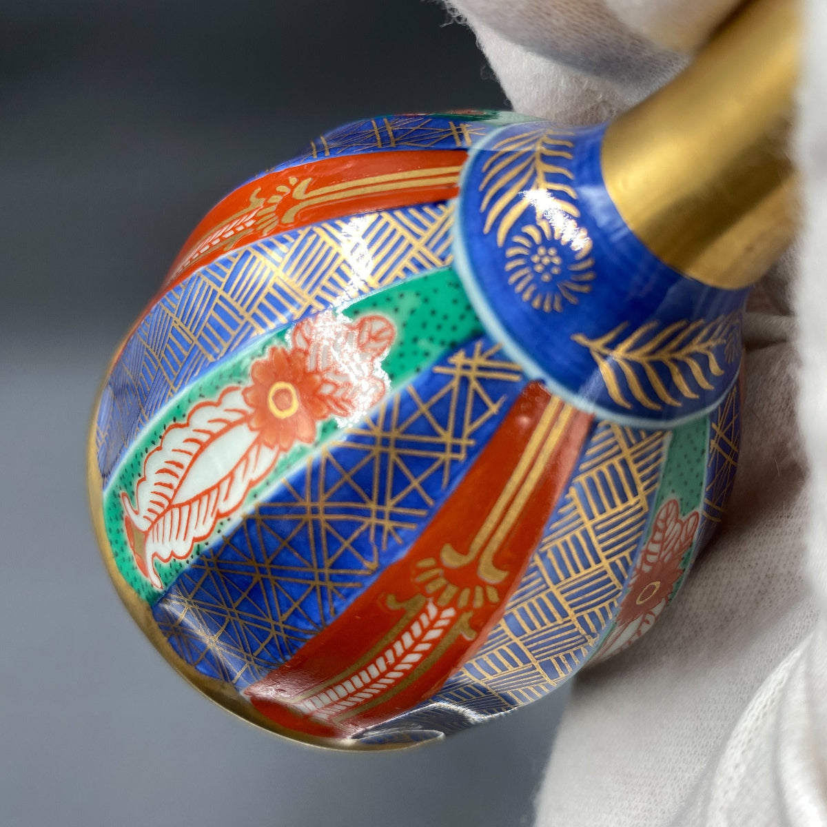 林九郎作 金彩染錦地文 陶器グラス #1