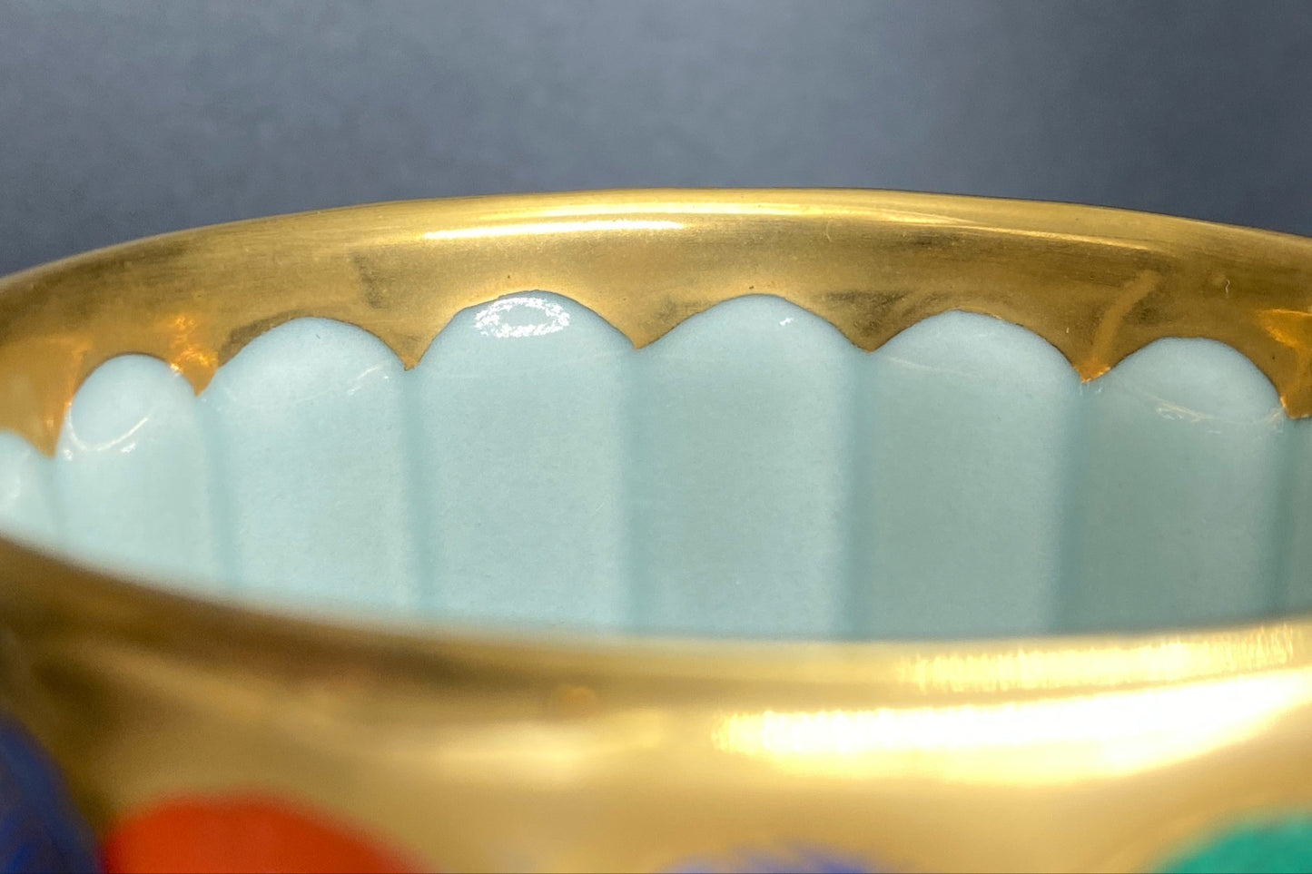 林九郎作 金彩染錦地文 陶器グラス #1