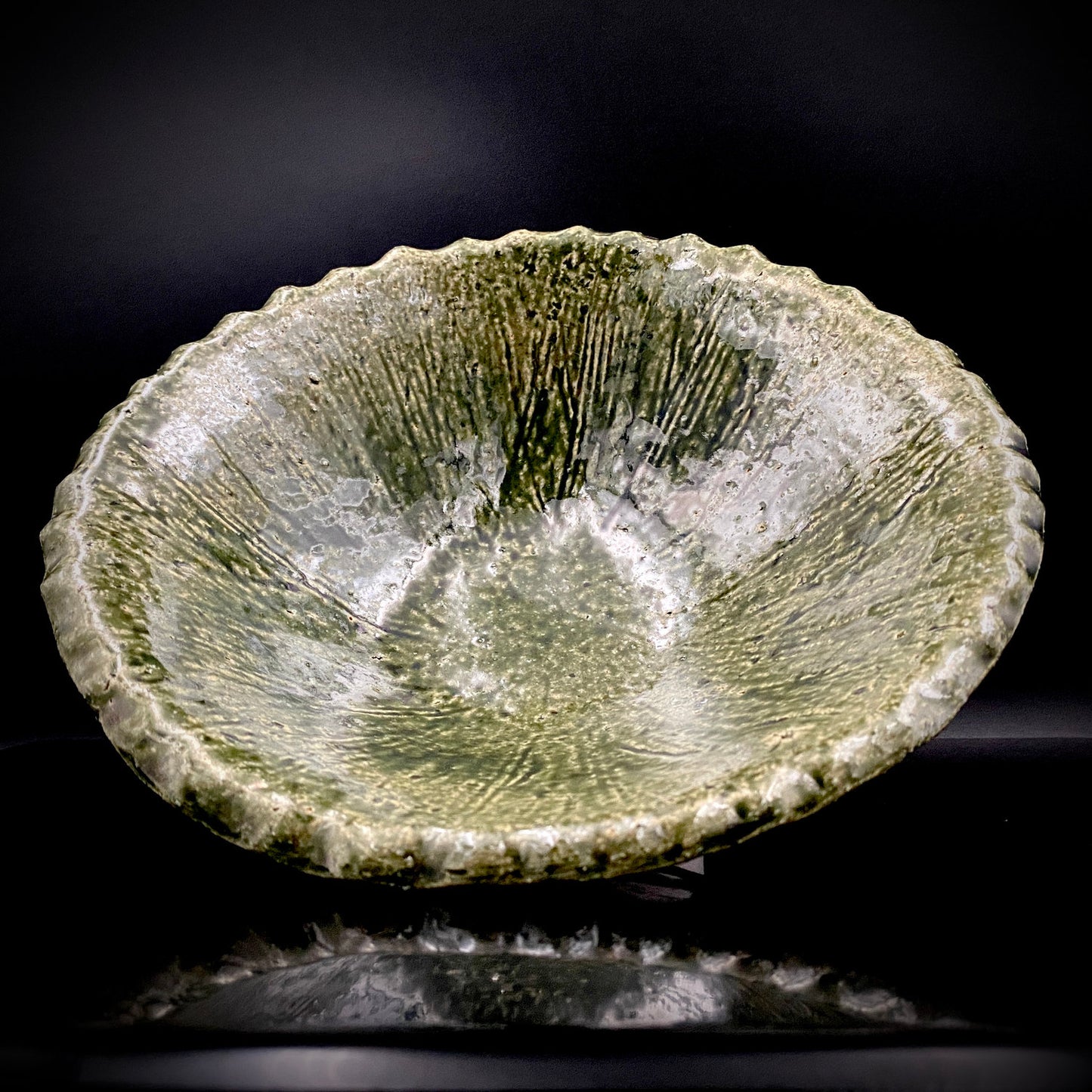 東京国立近代美術館収蔵作家 走泥社同人 熊倉 順吉 作 織部釉鉢 ブリュッセル万博グランプリ受賞巨匠  #338