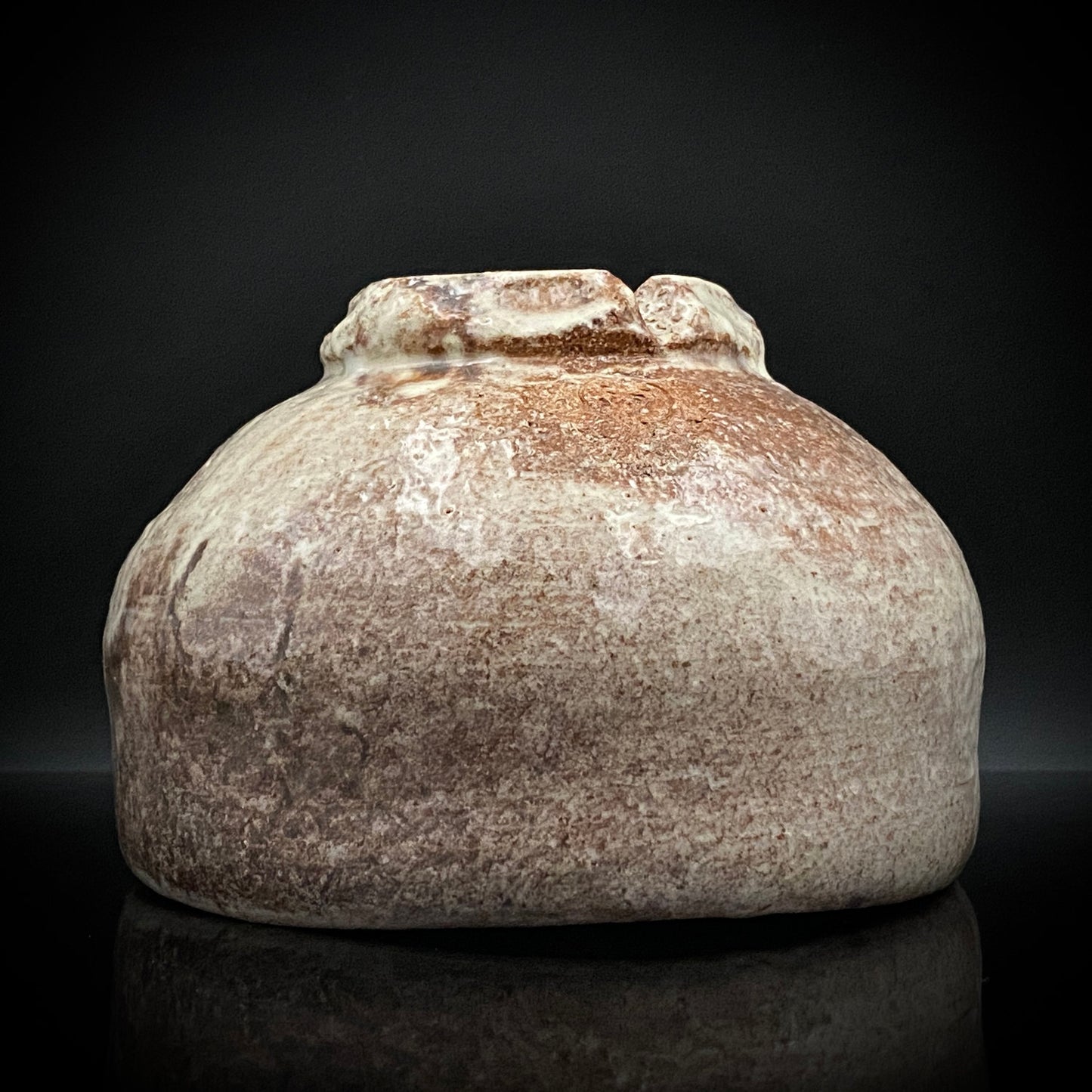 玉隆山吉田萩苑（Shuen Yoshida）直传弟子 永久胜斎（Nagahisa Shosai）作 萩烧 割高台白萩柿彩茶碗 《祝古希贺》 三连式登窑陶胜庵 洋酒杯 威士忌杯 #333