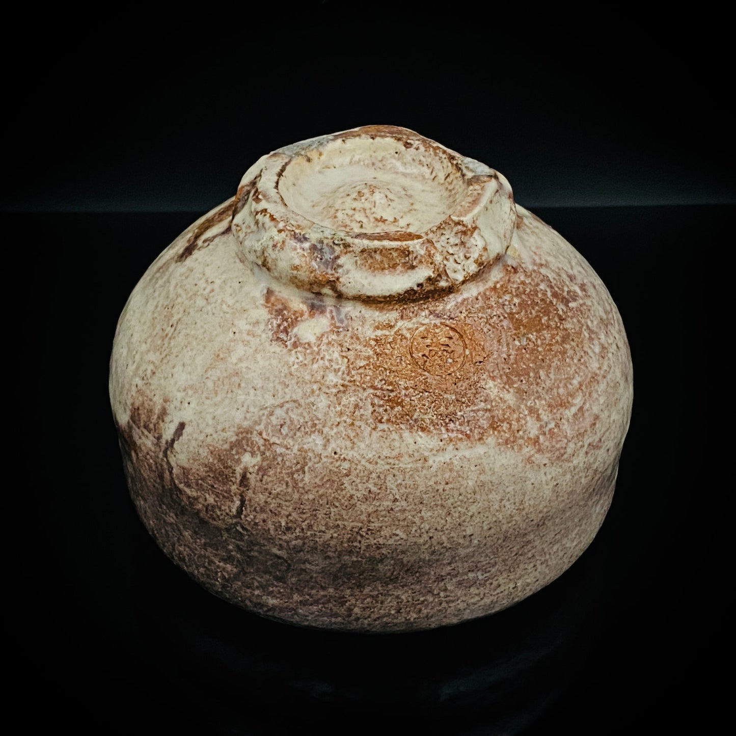 玉隆山吉田萩苑（Shuen Yoshida）直传弟子 永久胜斎（Nagahisa Shosai）作 萩烧 割高台白萩柿彩茶碗 《祝古希贺》 三连式登窑陶胜庵 洋酒杯 威士忌杯 #333