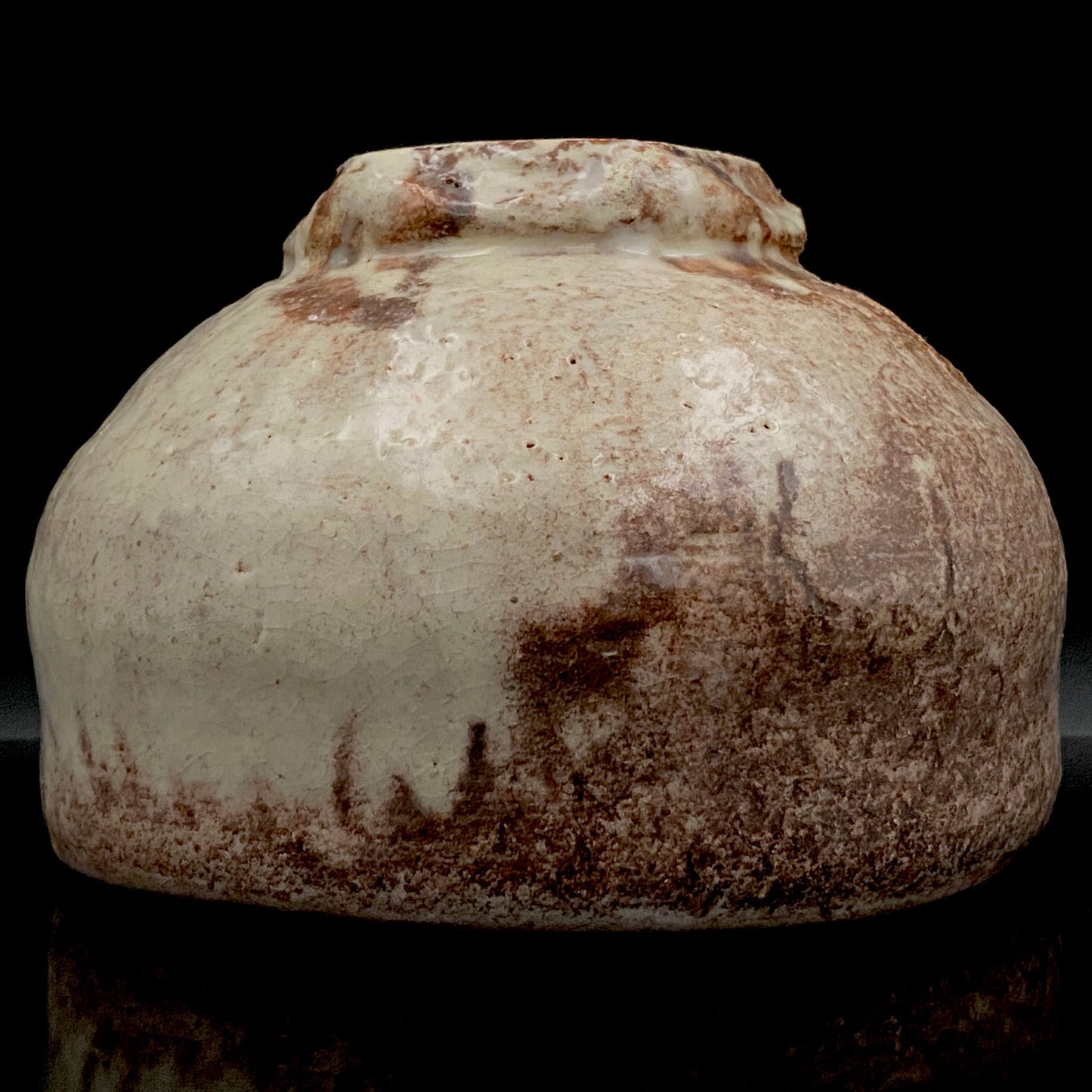 玉隆山吉田萩苑（Shuen Yoshida）直传弟子 永久胜斎（Nagahisa Shosai）作 萩烧 割高台白萩柿彩茶碗 《祝古希贺》 三连式登窑陶胜庵 洋酒杯 威士忌杯 #333