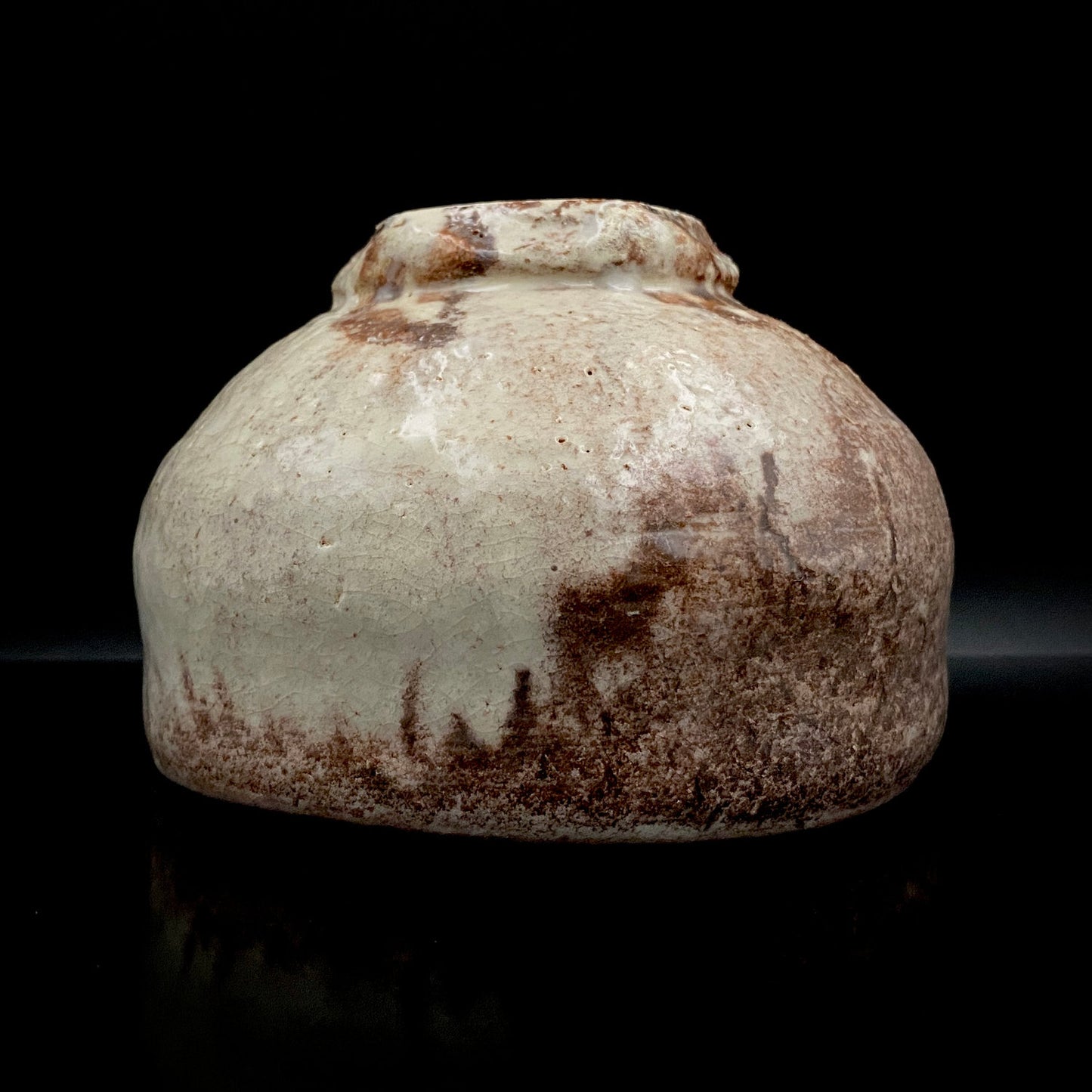 玉隆山吉田萩苑（Shuen Yoshida）直传弟子 永久胜斎（Nagahisa Shosai）作 萩烧 割高台白萩柿彩茶碗 《祝古希贺》 三连式登窑陶胜庵 洋酒杯 威士忌杯 #333
