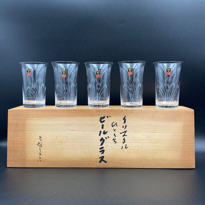 カガミクリスタル 江戸切子 ショットグラス ビアグラス ５点セット #20