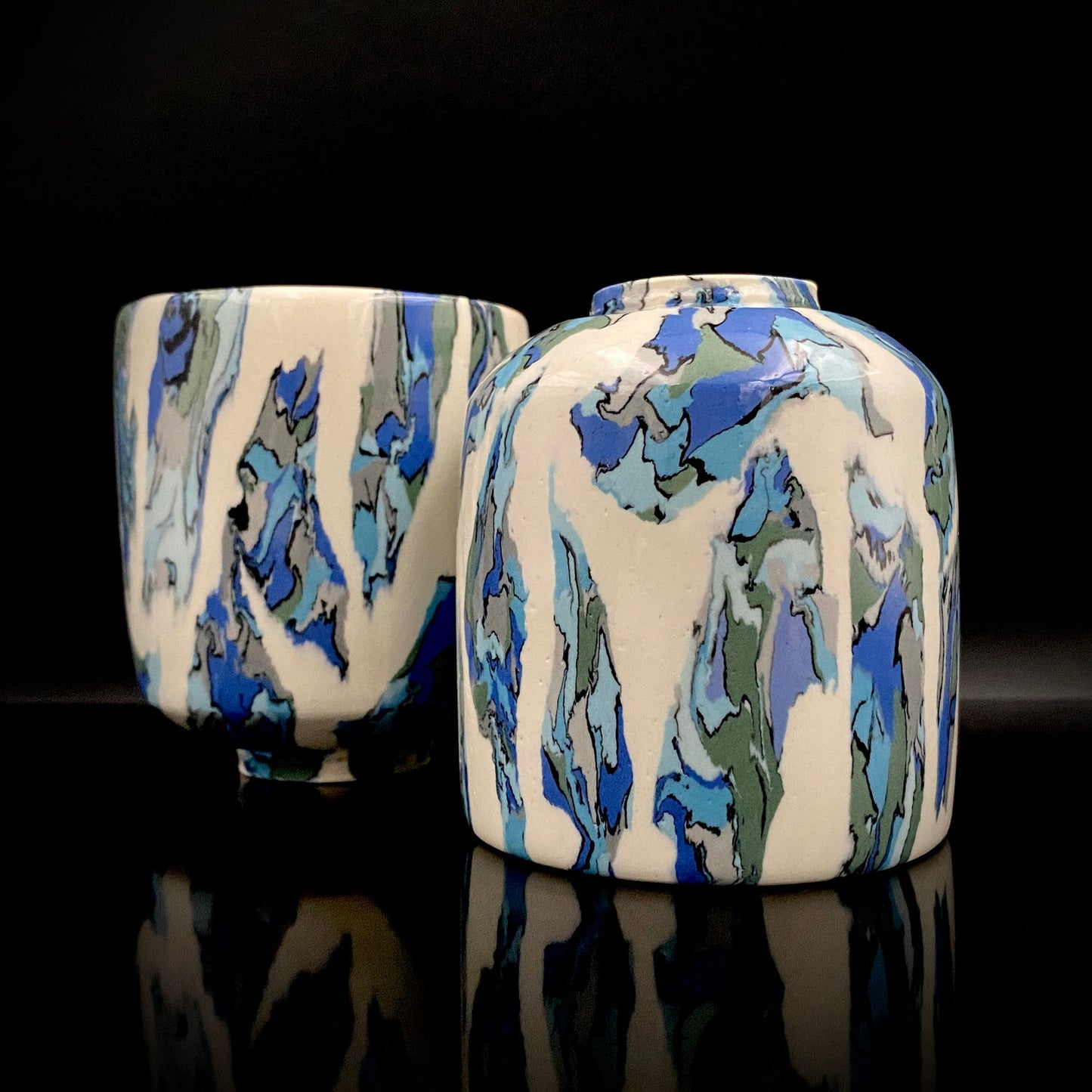 メトロポリタン美術館収蔵作家 日本陶磁協会賞受賞 松井 康陽 作 椋灰釉練上湯呑 一対 和のロックグラス #342