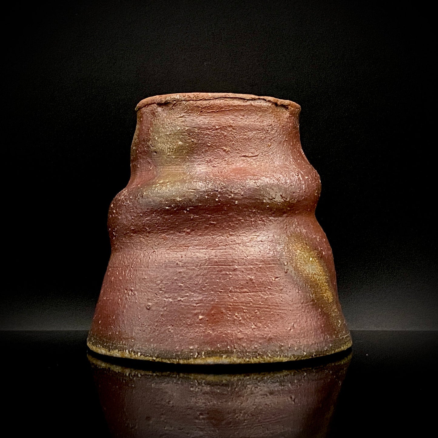 風来窯二代目 備前焼作家 森 大雅 作 無釉焼締窯変自由杯 酒器 ぐい呑み ロックグラス #322