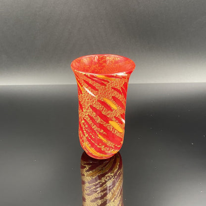 岩田久利 手吹 金彩 赤ガラス 盃(杯) #25