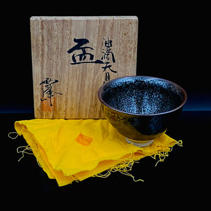 金沢市文化活動賞受賞作家 北陶窯 飯田 雪峰 作 油滴天目釉盃 ショットグラス #288