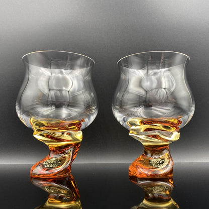 Saint Louis Crystal（サンルイ クリスタル ）Éole（エオレ）モデル、Amber（アンバー、琥珀）グラス２点セット #40