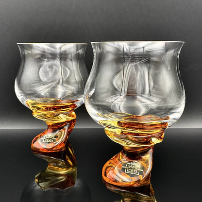 Saint Louis Crystal（サンルイ クリスタル ）Éole（エオレ）モデル、Amber（アンバー、琥珀）グラス２点セット #40
